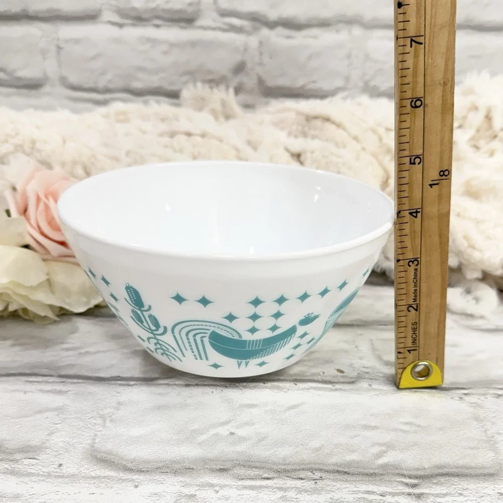 Vintage Charm Pyrex Inspired Rise n' Shine 2 Mixing Nesting Bowl Teal  10c & 6c